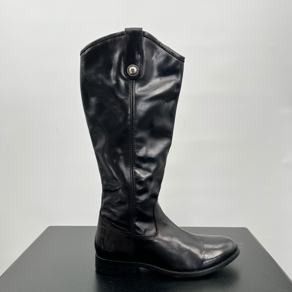 Frye Melissa Button Tall Boots Women 6.5 Black Leather Equestrian Riding